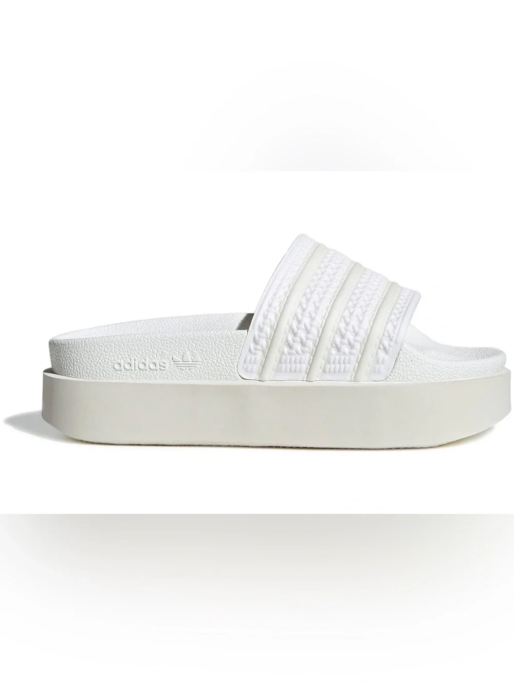 Adidas Originals Adilette Bonega platform sliders in cloud white/off white